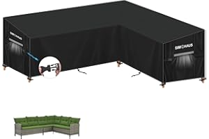 SIMPHAUS Gartenmöbel Abdeckung L Form Wasserdicht Ecksofa Abdeckplane Lounge Abdeckung L-Form Loungemöbel Schutzhülle Gartenlounge Abdeckhaube Gartenmöbel Lounge Überzug Outdoor 250x190x90x80/60cm