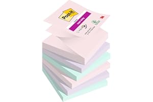 ‎POST-IT Post-it Super Sticky Z-Notes Soulful Collection, Packung mit 6 Blöcken, 90 Blatt pro Block, 76 mm x 76 mm, Pink, Lila, Grün - Extra-stark klebende Notizzettel für Notizen, To-Do-Listen & Erinnerungen