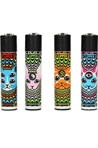 Clipper Classic - Trippy Cats 2 - Feuerzeug - 5 Stück verschiedene Designs