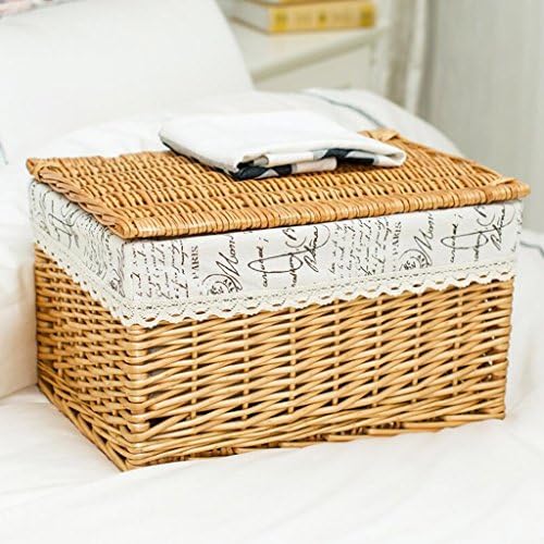 CHENGYI Yellow Tower Square Covered Wicker Preparation Cloth Collection Basket The Table Of Coffee Is Set Up ( Size : 37*26*21cm )