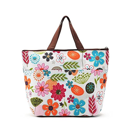 EQLEF® Portable bunte Blumen Muster Lunchbox Bag Lunch Tote gefütterte Tasche tragen
