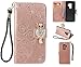 Produktbild Samsung Galaxy S9 Plus Lederhülle, KingSang Diamant Glitzer Ledertasche 3D Eule Bling Kristall Schutzhülle im Bookstyle für Samsung Galaxy S9 Plus Crystal Hülle Flip Case Cover mit Ständer Rosa