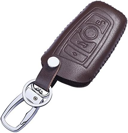 Rayhoo Genuine Leather 3D Key Case Holder Cover For BMW 2 3 4 5 6 7 Series Remote Smart Key Fob (Brown)