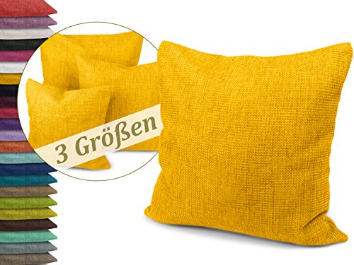 Kissenhüllen in Struktur-Optik - erhältlich in 23 modernen Farben und 3 verschiedenen Größen, 1 Kissenhülle 60 x 60 cm, gelb