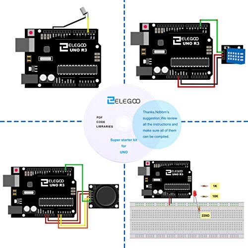 Elegoo Conjunto Medio de Iniciaci  n a UNO para Arduino con Gu  as Tutorial en Espa  ol y Conjunto de UNO R3   a Dem  s de Rel   de 5V  Modulo de Fuente de Alimentaci  n  Servomotor  Placa de Desarrollo de Prototipos  etc 