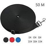 Hi Kiss Hunde Ausbildung Gehorsam Seil,Größe: Breite: 2.5cm, Länge:5M 10M 15M 20M 30M 50M Lang Haustier Leine, Gute Qualität Nylon Hundetrainingsleine, Hundeleinen 50 M Schwarz
