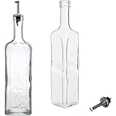 Paşabah&ccedil;e Homemade Metal Stopper Oil & Vinegar, Transparent, 1 Liter and Glass Oil Vinegar