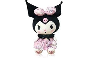 MineupKuromi - Juguete Suave Relleno de Anime, Kuromi en Vestido Rosa, Juguetes de Peluche Kuromi para niñas, niños, Fiesta de cumpleaños (25 cm)
