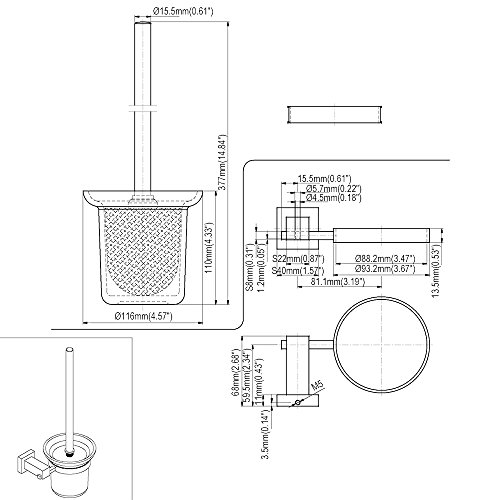 Homelody Toilettenbürste Bürstengarnitur Bürste Halter WC-Bürste Klobürste-Set WC-Garnitur,Toilettengarnitur Toilettenbürstengarnitur zur Wandmontage - 7