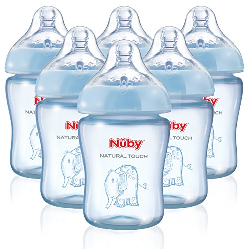 Nûby Nuby Natural Touch Decorated Baby Bottles (6 Pack, Blue)