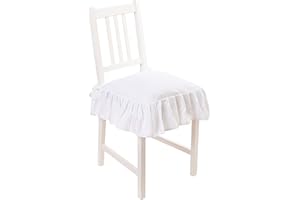 PARAMAISON Cuscino Sedia 40x40 con Lacci Panama, Cuscino Interno ed Esterno, Sfoderabile con Zip, Cotone, Laccetti di Ritenzione, Tinta Unita, Bianco