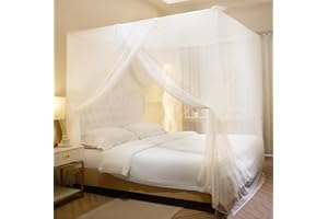 BUZIFU Zanzariera Letto Matrimoniale 220x200x200 cm Universale Zanzariera Quadrata Zanzariera Baldacchino Zanzariere Leggero e Traspirante Zanzariera per Letto Doppio per Letto Matrimoniale