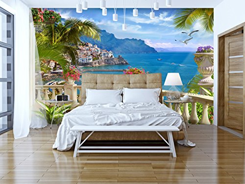 Vlies Fototapete 400×280 cm ! Top – Tapete – Wandbilder XXL – Wandbild – Bild – Fototapeten – Tapeten – Wandtapete – Wand – Italien Meer Landschaft Natur c-B-0101-a-a - 4