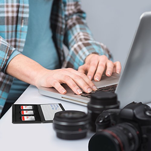 Premium Schützendes Gehäuse für Aluminium Speicherkarte Tragetasche mit anpassbarem Innerem von CamKix – Organisieren und schützen Sie Ihre SD-Karten, Micro SD-Karten, Memory Stick und Compact Flash (CF) Speicherkarten (Kompatibel mit allen Speicherkarten Marken wie Sandisk, Transcent, Kingston, Sony, Lexar usw.) enthält den Speicherkarten Gehäusehalter / 4 Benutzerdefinierte EVA Einsätze / Klebesticker – Ideal für Reisen oder Aufbewahrung zuhause - 5