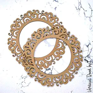 Vertical Root Inc | Pack of 2 | 11.8 INCH Unfinished Wood MDF Round Mirror Photo Frame Cutout Craft DIY Projects, Art Class, Home Decoration, Embellishment