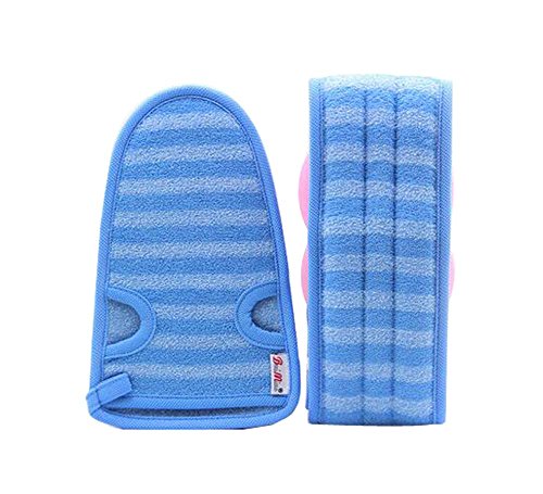 2 Of Soft Bath Mitts Exfoliating Gloves Bath Belts for Female, BLUE