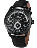 KS Herren Mechanische Armbanduhr Analog Schwarz Lederband KS306