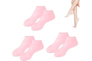 Niksultant 3 Pairs Silicone Socks for Women - Silicone Socks for Cracked Feet - Women Foot Spa Pedicure - Softening Dry Cracked Feet - Rough Skins Protective Gel Socks (Pink)