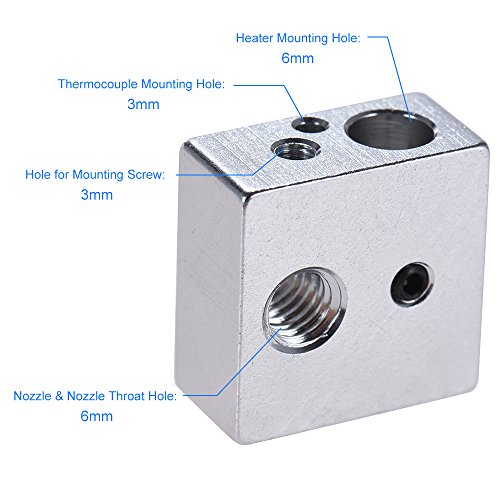 Aibecy 10 Pcs 20 x 20 x 10 mm 3D Drucker Aluminium Heizung Stück Heizblock All Metal Heat Block Hot End Für MK7 MK8 Extruder Düse RepRap Prusa i3 DIY 3D Drucker Zubehör - 3