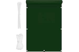CHBIN Privacy Shield Screen Cover 0.85x8m Balcony Cover Screening Shade Netting Weatherproof Sun Protection with Eyelets Nylon Cable Ties and Cord for Patio Garden Backyard Swimming, Dark Green