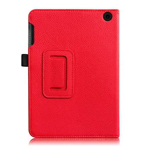 Fintie Medion Lifetab S7852 (MD 98625) / S7851 (MD 98675) Hülle Case – Folio Kunstleder Schutzhülle Tasche Cover Etui mit Ständerfunktion und Stylus-Halterung für MEDION LIFETAB S7852/S7851(19,9 cm 7,85″) Tablet-PC, Rot - 7