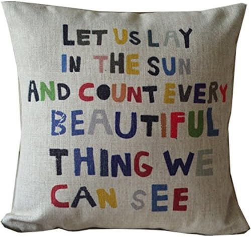 Throw Pillow Case, Hidoon® Meaningful Quotes Colorful Letters Throw Pillow Case Decor Cushion Covers Square 18x18 Inch Beige Cotton Blend Linen