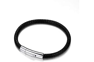 Richsteel Mens Waterproof Leather Bracelet, Customisable Monolayer/Double Layers Braided Wax Rope Bracelets for Men, 18/20/22CM, Come with Gift Packaging