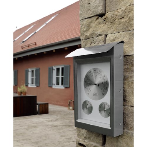 Hama Außenwetterstation Milano mit Thermometer, Hygrometer, Barometer aus rostfreiem Stahl, analog - 2