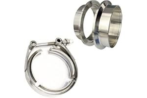 RCCT 3 Inch Exhaust V-Band Clamp Stainless Steel 304 Kit - with 2 Pieces Male & Female Flange, 76 mm V-Band Clamp, Weld Rings & Centring Rings for Turbos (3.0 in (76 mm))