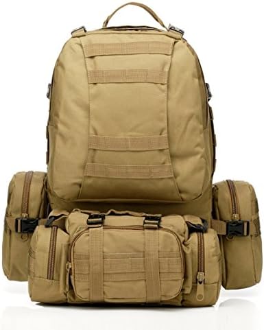 ERollDeep Large Tactical Backpack 50L-Sport Outdoor Military Rucksack Hiking Camping Mountain Climbing Backpack Combined with 3 MOLLE Bags
