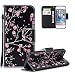 Produktbild HMTECH Huawei Mate 20 Lite Hülle Elegante Retro rosa Blume Muster Leder Flip Bookstyle Wallet Tasche Brieftasche Etui Case für Huawei Mate 20 Lite,Pink Flower Black Case