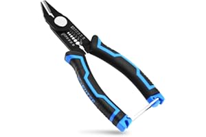 X-COTEC Pinza da Taglio Diagonale, 3 in 1 Pinza Spelafili Multiuso, Spellacavi Elettrici Automatica, Spellafili e Tagliafili Professionale, Taglierina Laterale, 20-10 AWG, Blu
