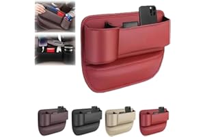 FIENZA Car Seat Gap Filler Organizer,Car Seat Storage Box with Cup Holder,PU Leather Car Accessories Interior in Between Seats, Car Organizer for IPhone Wallet Cards Keys
