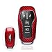 Produktbild FancyAuto Hülle für 4/5 Tasten Autoschlüssel Keyless Schlüssel Schutzhülle Schlüsselhülle Cover Auto für Ford 16 17 Mustang Button Key (Red 4 Button)