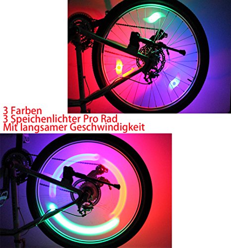 Goldfox® 4x Fahrrad Rad LED Speichen Licht Lampe Blinker Spoke Beleuchtung Rot Gelb Grün Mehrfarbig - 3