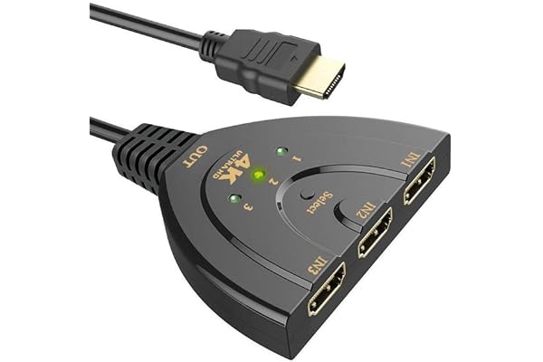 SWAPKART 3 Port HDMI 4 K 1.4V Version Switch Splitter with Pigtail Cable for Fire Stick, Xbox One, PS3, 4, TV (Black)(12 Months Warranty)