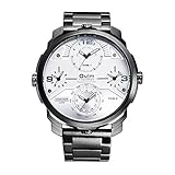 Qy DREI Bewegungen Quarzuhr Disc Design Casual Outdoor Vogue Quarz Armbanduhr Qualität Leder,White