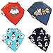 Zippy Fun Christmas Baby and Toddler Bandana Bib - Absorbent 100% Cotton Front Dribble Bibs with Adjustable Snaps (4 Pack Gift Set) Boys Christmas Blue and Red