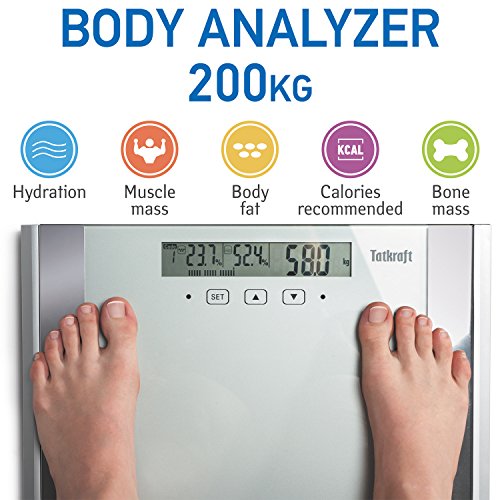 Tatkraft Fitness Digitalwaage Körperanalysegerät Digital Körperfett und Muskelmasse 200 KG / 440 LBS