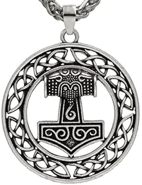 Einzigartige Kreis Wikinger Viking Anhänger Kette Antik Silber Thor Hammer Thorhammer