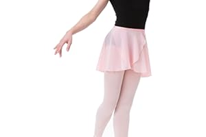 Bezioner Jupe de Ballet Danse Portefeuille en Mousseline pour Enfants Femme avec Ceinture Cravate