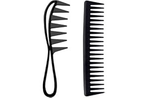 Yoezuo 2pcs Peine Antiestático y Antitirones de Dientes Anchos, Peine de Tiburón, Peluquería Profesional para Salón y Hogar, Reduciendo Rotura Cabello