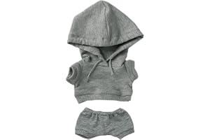niannyyhouse 10 cm plyschdockkläder elastiska solida sportkläder kostymer huvtröja byxor mjuk fylld plyschleksak utklädningstillbehör (grå, 10 cm)