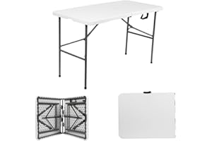ACCURATE 4Ft Heavy Duty Folding Table, Premium Quality Camping Table for Outdoor & Indoor Use for BBQ| Picnic| Garden| Office Party| Camping Activity-WHITE (120X61X74cm) (4FT)
