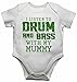 I Listen to Drum & Bass With My Mummy - Baby Vests Bodysuits Baby Grows Personalised Graphic for Music Lover - Boys, Girls - White - 0 - 3 Months