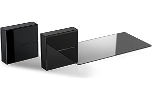 Meliconi 480521 Ghost Cubes Shelf Black Stapelbare Kabelkanal mit Regalen aus Glas schwarz