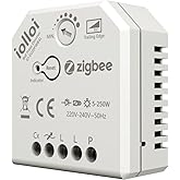 iolloi Zigbee Flush-Mounted Dimmer Switch 250 W, Phase Control Dimmer and Remote Control for Dimmable LED and Halogen Lamps, 