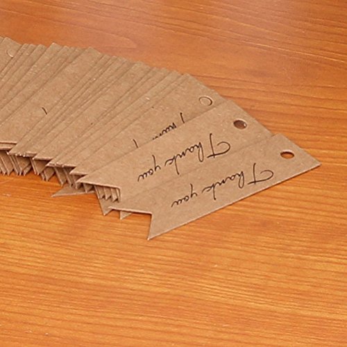 Pixnor 100pcs danken Sie Brief Kraft Papier Hochzeit Gunst Geschenk hängen Label Kofferanhänger mit String – White - 4