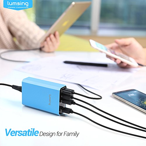 Lumsing Quick Charge 3.0 36W 4 Port USB Ladegerät Desktop Ladeadapter für Galaxy S7 / S6 / Edge / Plus, Note 5 / 4 und Smart Ports für iPhone 7 / 6s / Plus, iPad Pro / Air 2 / mini, LG, Nexus, HTC & mehr (Blau) - 8