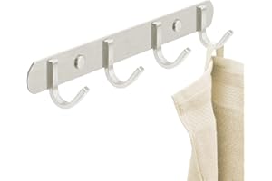 Stahlia Hakenleiste EDELSTAHL gebürstet Garderobenleiste 4x Haken (L: 270mm) Modell:EMMA Wandgarderobe mit 1/4/6/8/10 Kleiderhaken Garderobenhaken Wandhaken